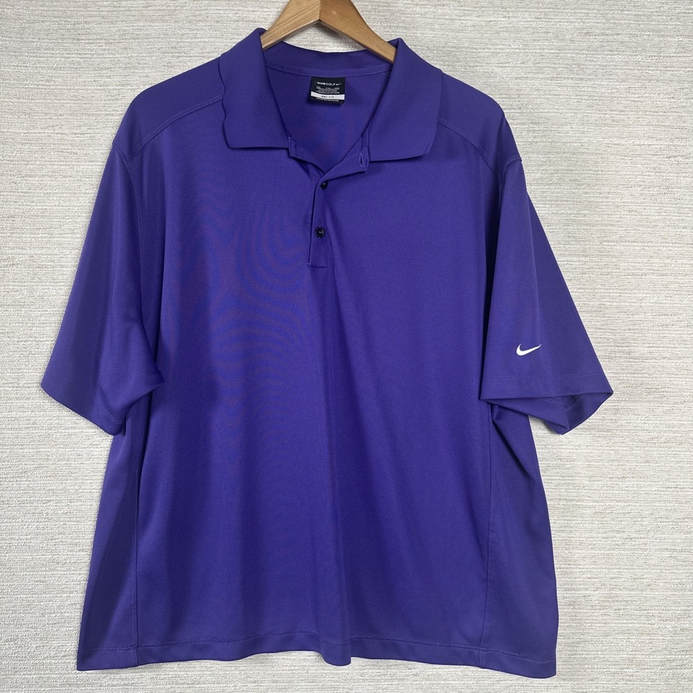 Nike Golf Dri Fit Polo Shirt Mens XXL Purple Short Sleeve Athletic Swoosh